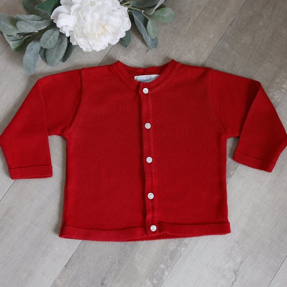 Feltman Brothers Red Cardigan Sweater 100% Cotton Classic Boy or Girl New w/ Tag - Picture 1 of 12